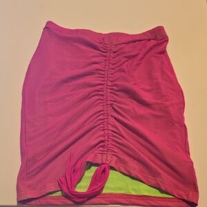 NWT Fuchsia Ruched Mini Skirt Set